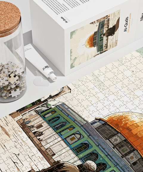 Al Quds premium puzzle - jar, box and illustration