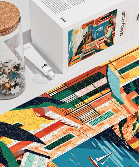 Amalfi premium puzzle - jar, box and illustration