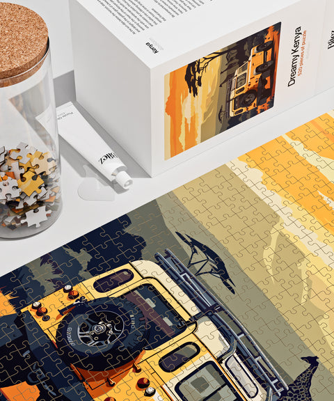 Kenya premium puzzle - jar, box and illustration
