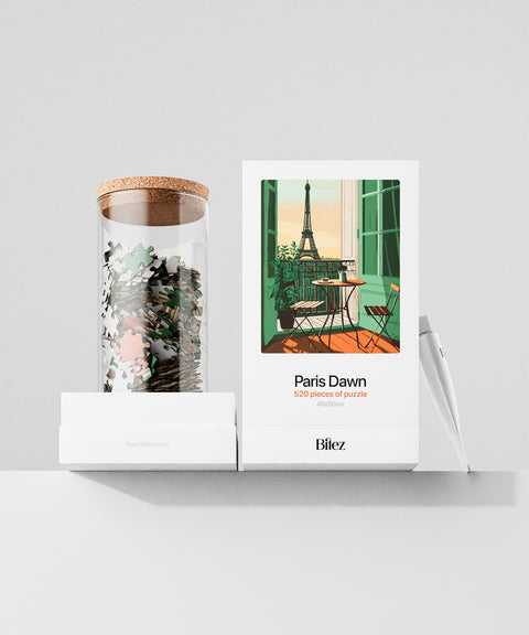 Paris premium puzzle - jar and box