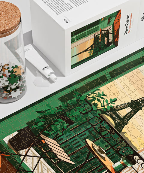 Paris premium puzzle - jar, box and illustration